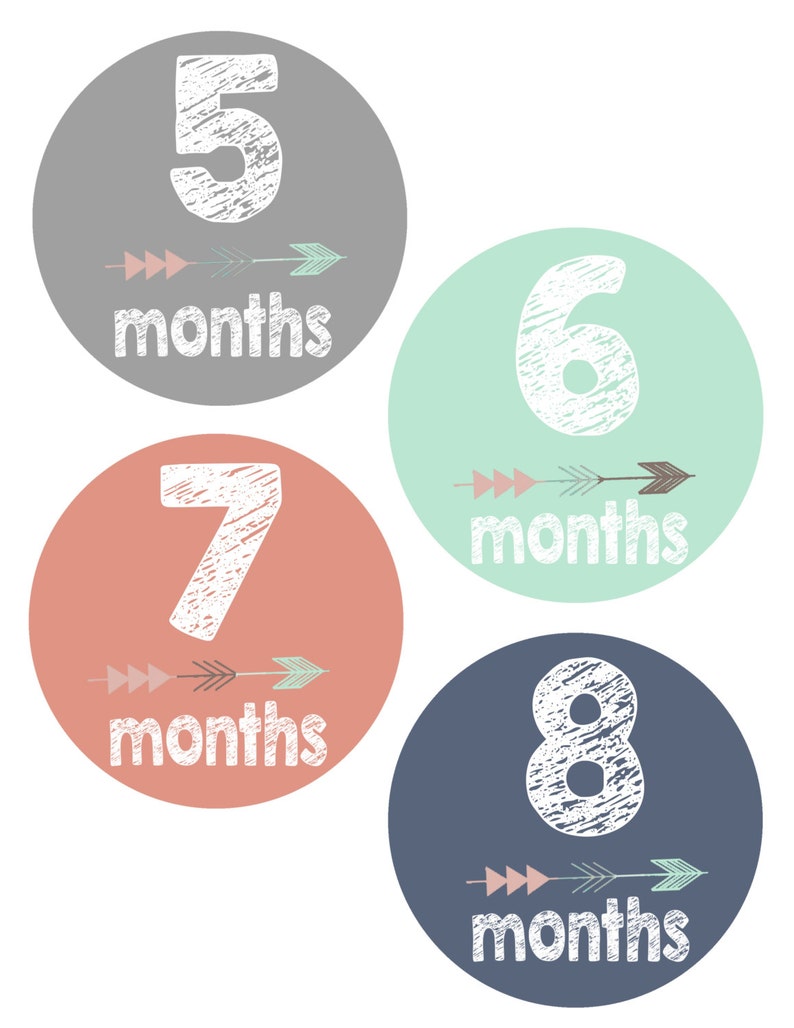 Monthly Baby Stickers, Baby Photo Props, Baby Monthly Milestone Cards for First Year, Milestone Stickers, Black and White, Floral image 2