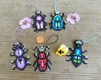 Beetle mini perler bead cellphone strap charms
