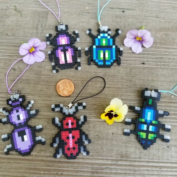 Beetle mini perler bead cellphone strap charms