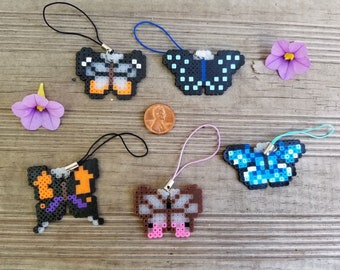 Butterfly mini perler bead cellphone strap charms