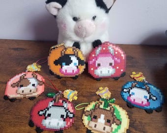 Fruit cow perler bead cellphone straps
