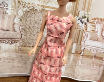 Custom Print PINK BOX design Dress fits Vintage Barbie, FR, & Similar Dolls