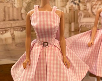 BarbieCore - Pink Check Fashion for Vintage & Mod Barbie, FR, Meteor, East 59th fashion dolls inspired by Margot Robbie Barbie Movie