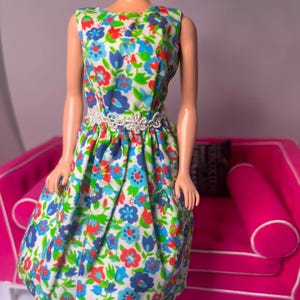 Cotton 'On The Go' or 'Go Anywhere' Print Doll dress 50s style fashion doll dress
