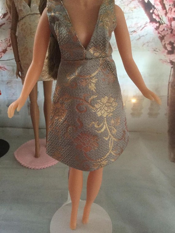 Modern Japanese Brocade Cocktail Dress 
