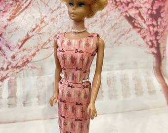 Pink Box Cotton Sheath Dress for Vintage Barbie, FR, East 59th Dolls