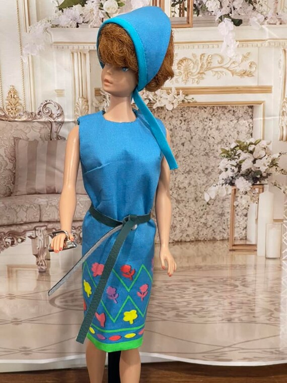 Vintage Style Barbie Dress  Blue Mod Shift, Mini Iron, Kerchief - Etsy