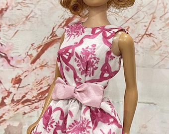 Vintage Barbie, Integrity Toys Dress, Pink Floral Print, Mid-Century Modern Fashion