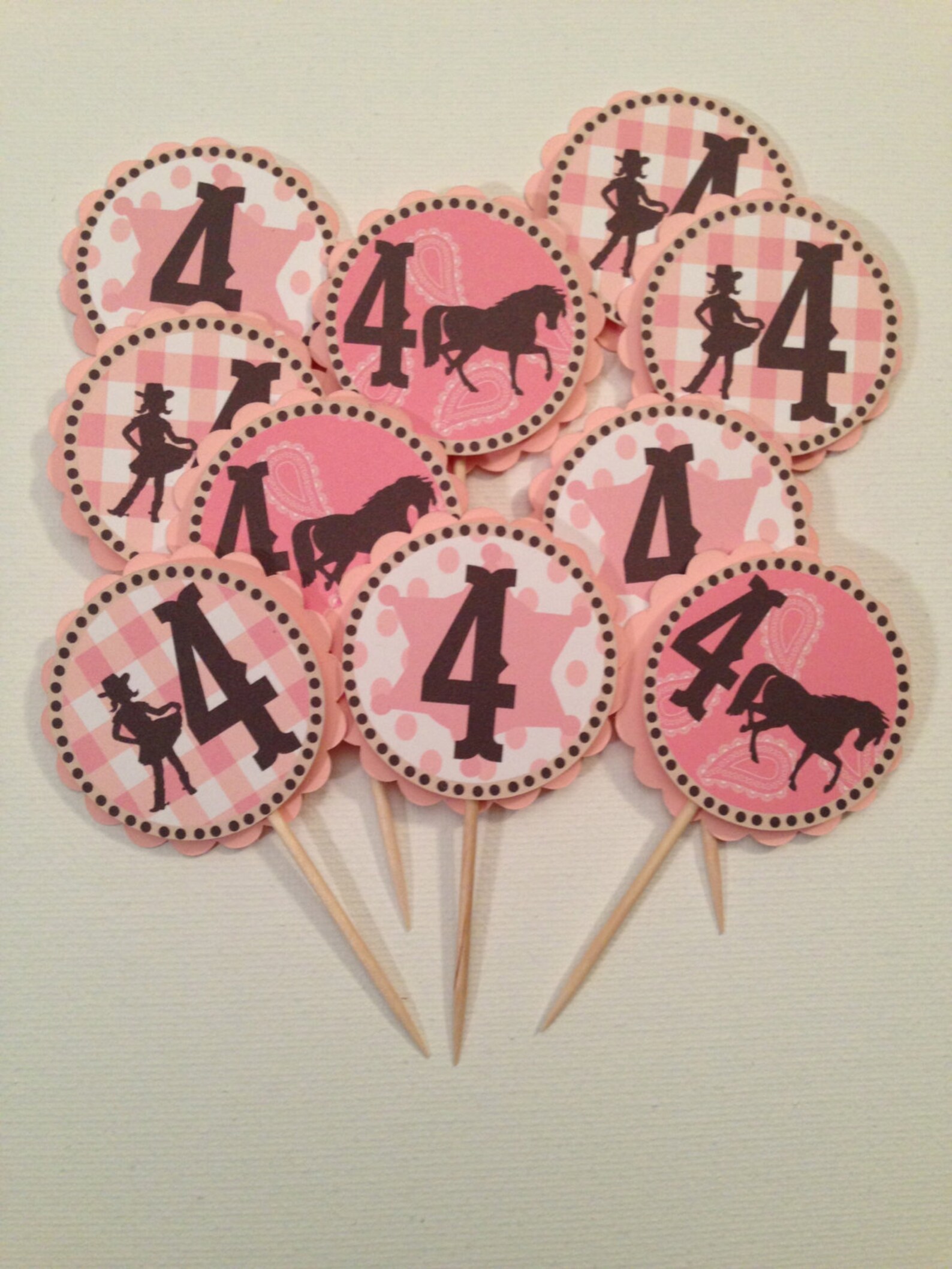 Cowgirl Birthday Cupcake Toppers Etsy