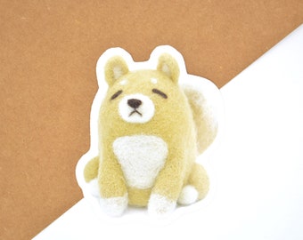 Grumpy Shiba Inu Felted Dog Sticker