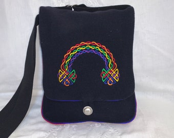 Knotwork Rainbow Haversack-  wool and silk
