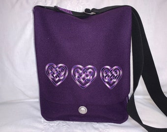 Celtic Knotwork Heart Haversack  - wool and silk