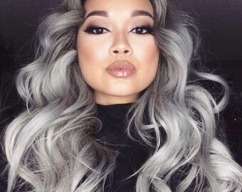 Dip Dye Silver Hair Etsy