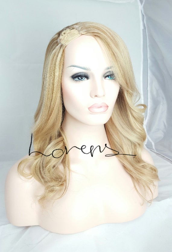 European Human Hair U Part Wig Blonde With Low Highlights Etsy
