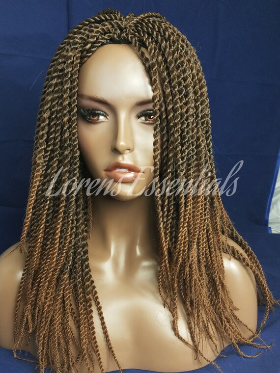 Ready To Ship Crotchet Braided Wig Brown Gold Ombre Wig Etsy