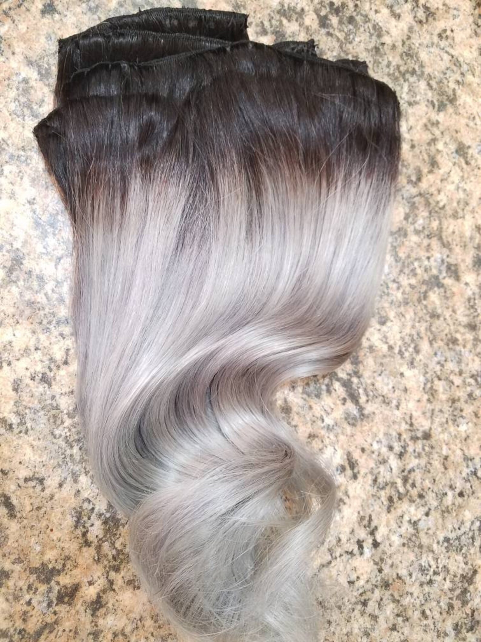 Clip in Remy Human Hair Extensions 1b and silver gray hair Etsy