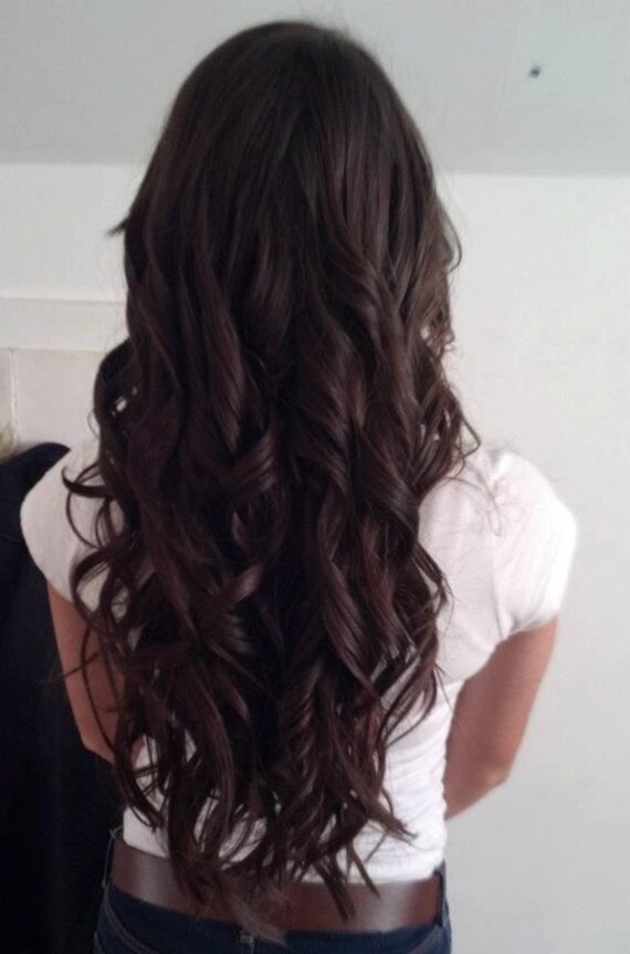 Clip In Virgin Human Hair Extensions 2 Dark Brown Etsy