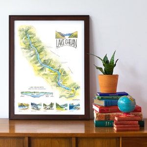 Lake Chelan Aquarell Karte Kunstdruck North Cascades Washington Stehekin Chelan Luzern Manson PCT Holden Dorf Wapato Becken Wandkunst