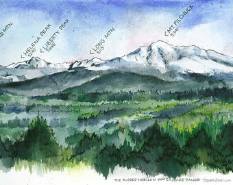 Cascade Mountain Range Map Cascade Range Map | Etsy