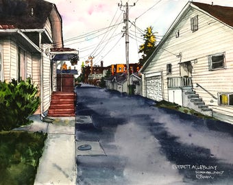 Alleyway Drawing Etsy