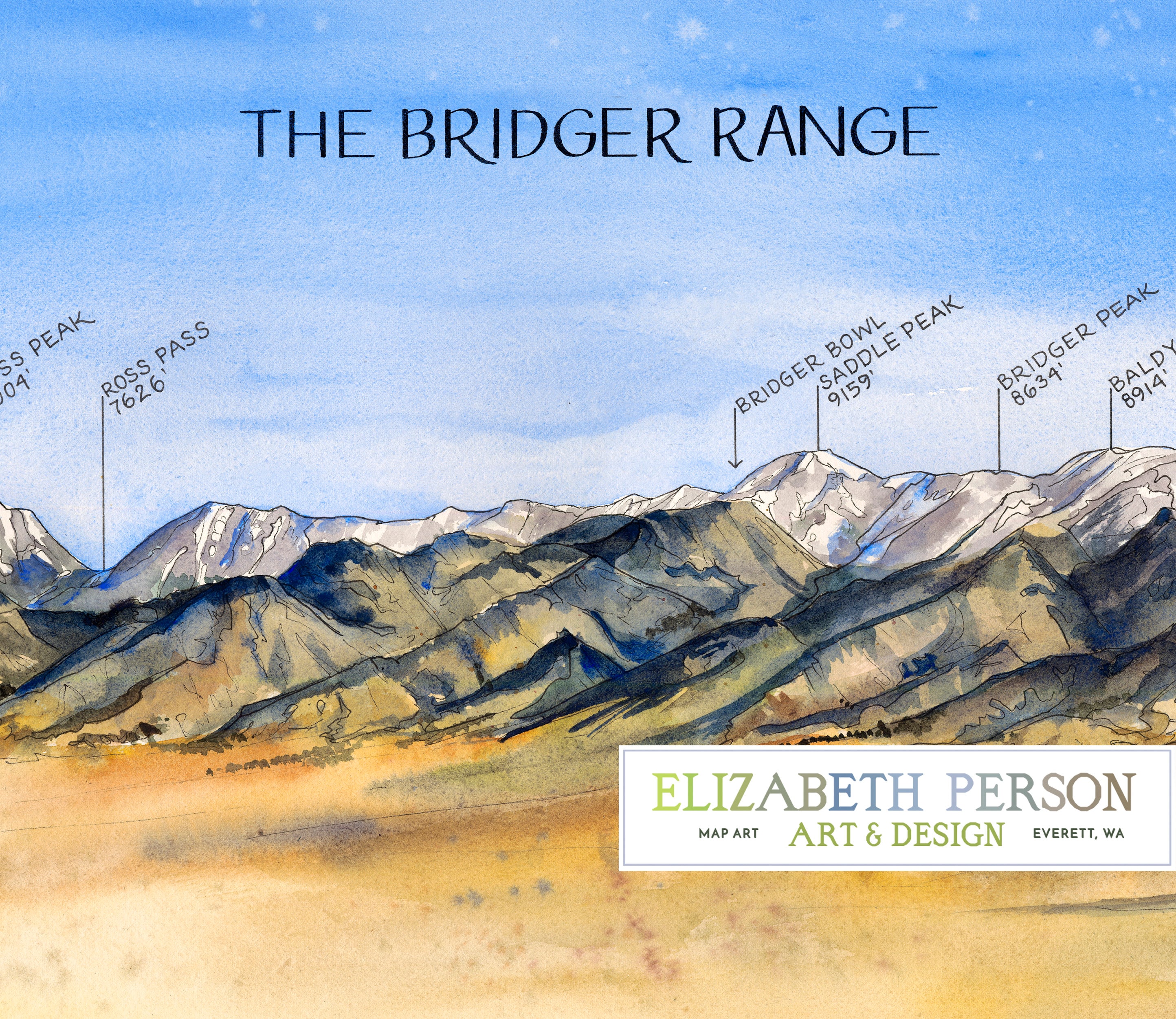 Bridger Range Watercolor Illustration Montana Mountain Art Etsy Bridger Range Watercolor Illustration Montana Mountain Art Etsy