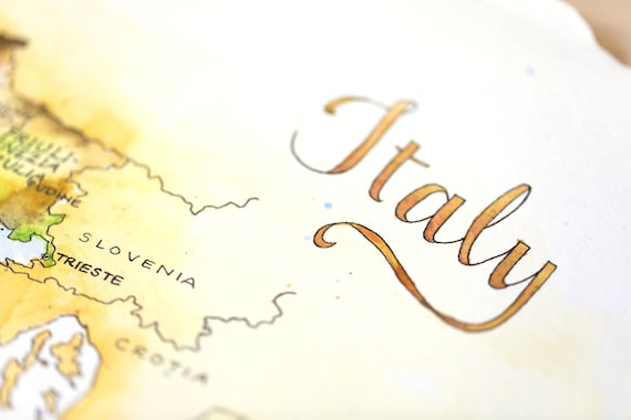 イタリア地図水彩イラスト ヴェネツィア ミラノ ナポリ トスカーナ