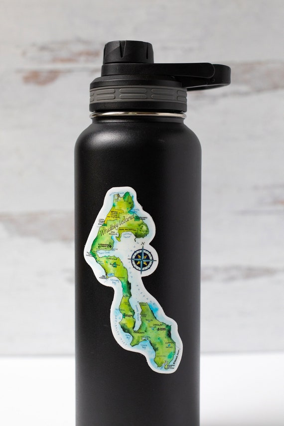 Whidbey Island Sticker Washington State Coupeville Oak Harbor Northwest PNW Watercolor Vinyl Sticker for Computer Car Laptop Water bottle