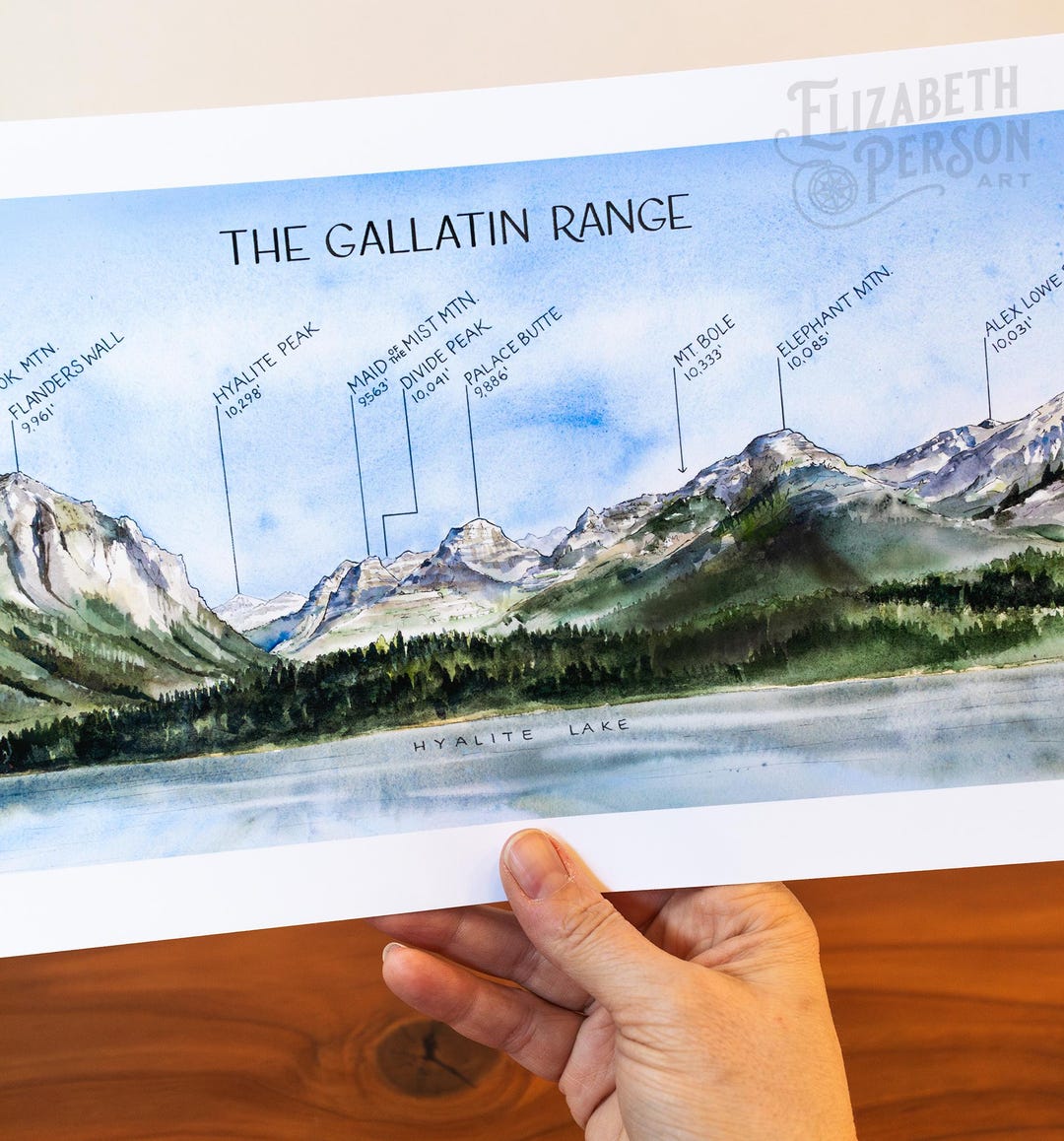 ガラティン山脈の水彩画アートプリント、モンタナ州の山の風景 - Etsy 日本