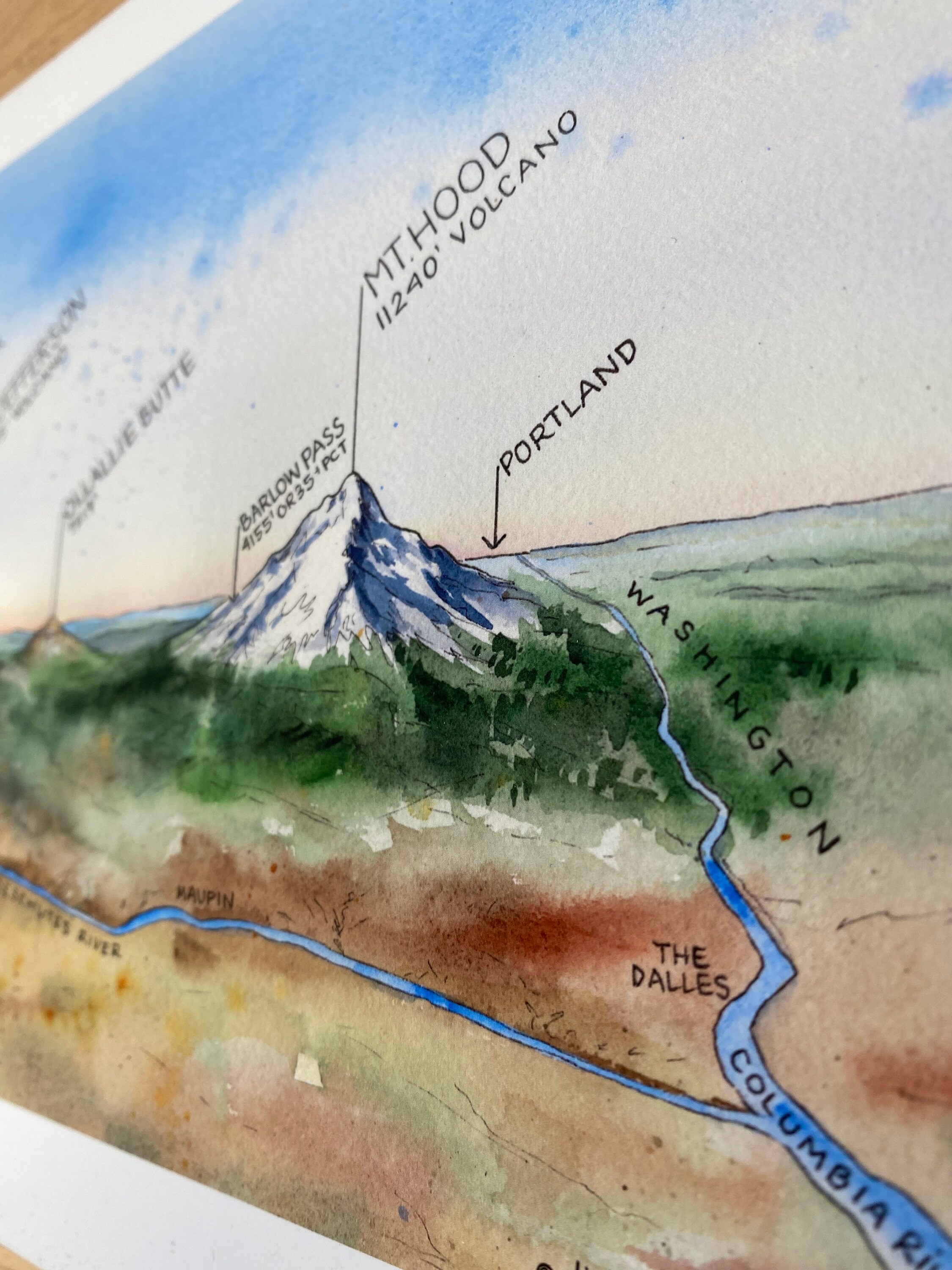 Oostelijke gezichten van de Oregon Cascades aquarel illustratie pieken  kratermeer Bachelor Three Sisters Bend of bergketen grafiek kunst aan de  muur - Etsy België, image size:2250x3000