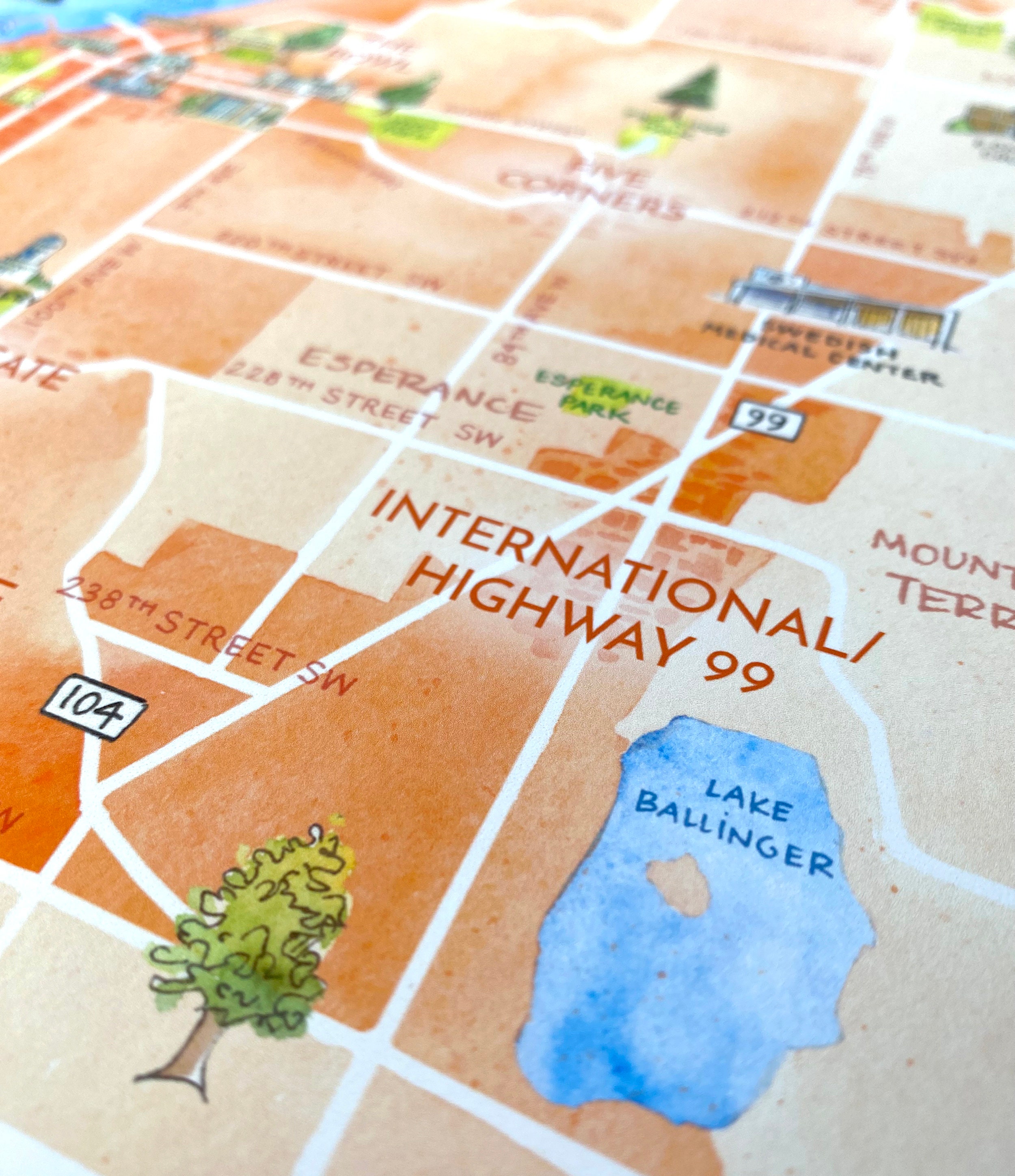 City of Edmonds WA Watercolor Map Wall Art Print - Etsy