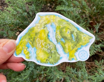 Orcas Island Vinyl Sticker for Computer Car Laptop Water Bottle