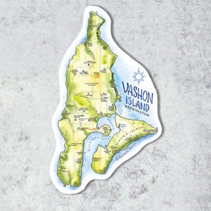 Vashon Island Aufkleber Washington State Nordwesten PNW Aquarell Vinyl Aufkleber für Computer Auto Laptop Wasserflasche