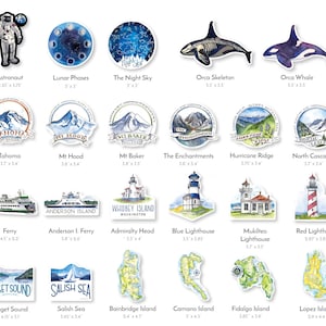Whidbey Island Sticker Washington State Coupeville Oak Harbor Northwest PNW Watercolor Vinyl Sticker for Computer Car Laptop Water bottle image 7