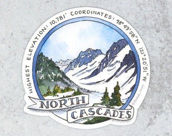 North Cascades Vinyl Sticker for Computer Car Laptop Water bottle