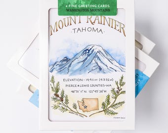 Boxed 4 Card Pack /// Washington Mountain Peaks /// Blank Greeting Cards