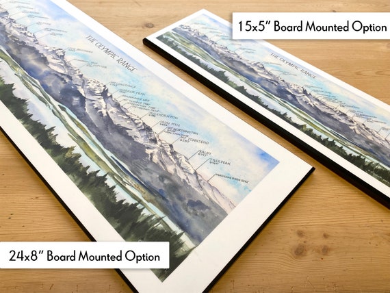 The Olympic Range Watercolor Illustration Olympic Peninsula Mountains  Olympus Mountain Range Chart Washington Mountains Wall Art Print 