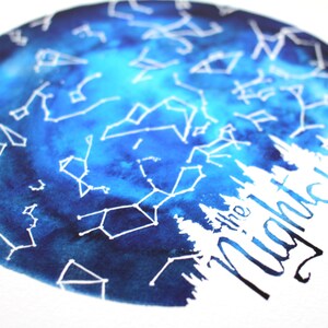 L'illustration du ciel nocturne Constellations Hémisphère Nord Ciel d'hiver PNW Twilight Wall Art Carte du ciel céleste Nuit étoilée Impression Poster