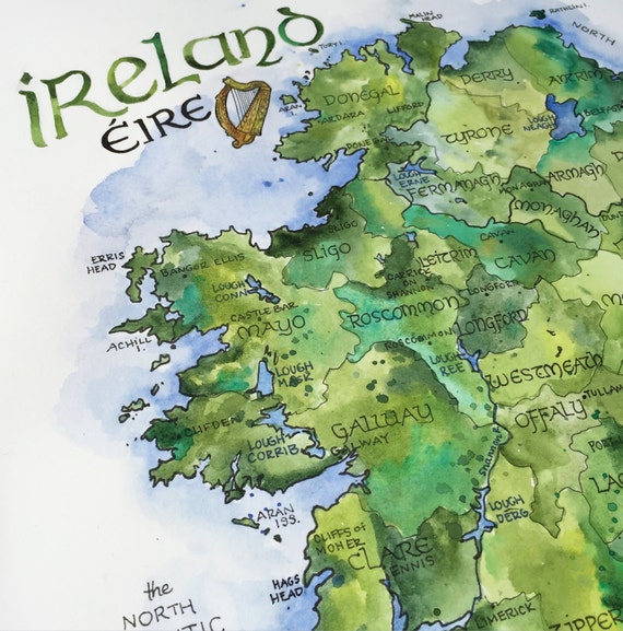 Artery8 Mappa Storica Dell'Irlanda 'Story Map' 1936 – Stampa D'Arte Su Tela In Cornice A3, 33x45,5 Cm, Colori E Finiture Multiple