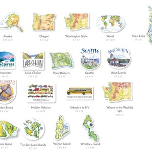 Whidbey Island Sticker Washington State Coupeville Oak Harbor Northwest PNW Watercolor Vinyl Sticker for Computer Car Laptop Water bottle image 6