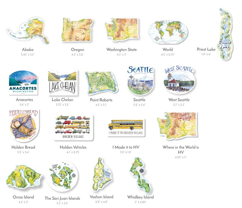 Whidbey Island Sticker Washington State Coupeville Oak Harbor Northwest PNW Watercolor Vinyl Sticker for Computer Car Laptop Water bottle image 6
