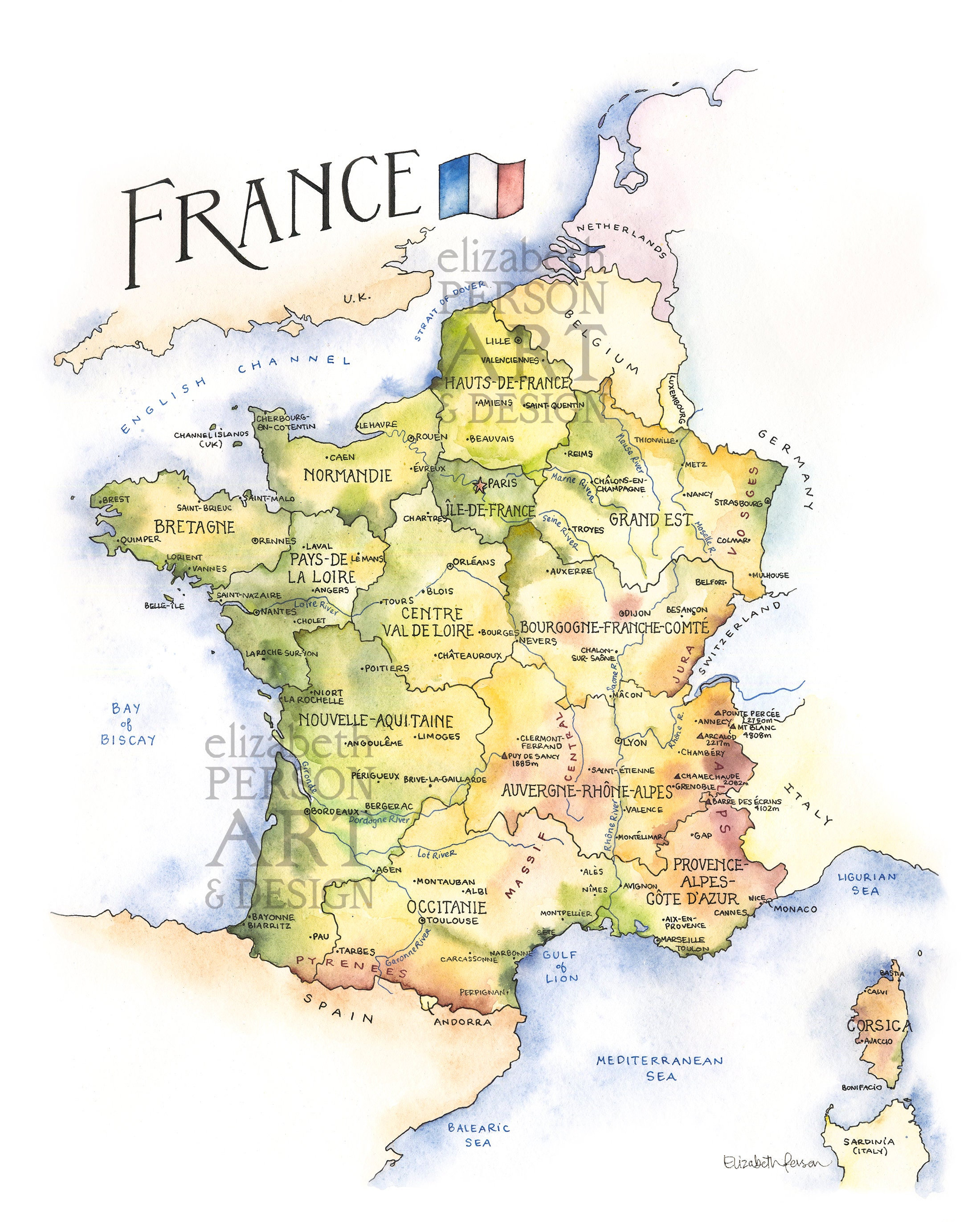 Map Of France With Cities In English