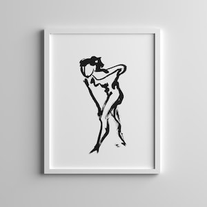 Figure No. 7 | Abstract Women Art Print |  Black & White Line Art of Female Figure |  Simple Wall Decor
