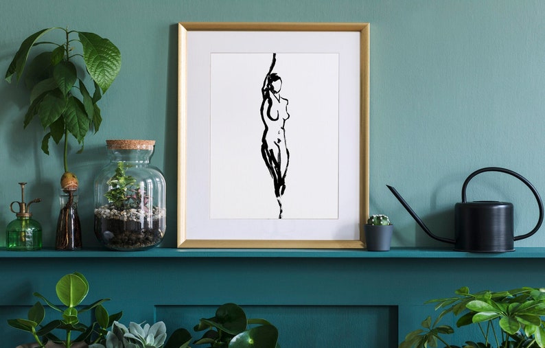 Figure No. 1 | Abstract Women Art Print | Black & White Line Art of Female Figure | Minimalist Wall Art image 1
