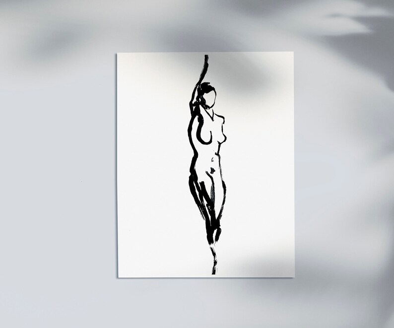 Figure No. 1 | Abstract Women Art Print | Black & White Line Art of Female Figure | Minimalist Wall Art image 2