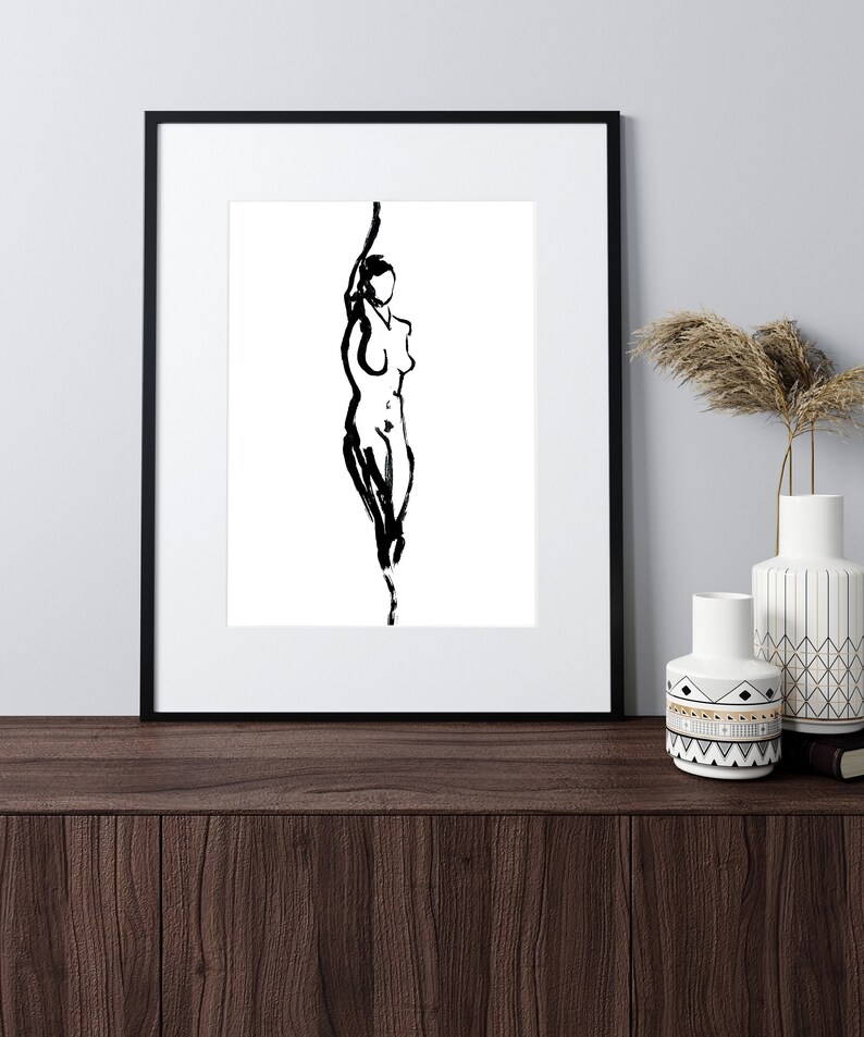 Figure No. 1 | Abstract Women Art Print | Black & White Line Art of Female Figure | Minimalist Wall Art image 8