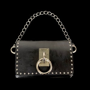 The Gemma Purse, Studded Purse With Optional O-Ring and Shoulder Strap, Handmade Custom Purse with Magnetic Snap,