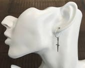 Sterling Silver Small Dagger Hoop Earrings, Hoop Earrings, Dagger Charm Earrings, Pirate Earrings