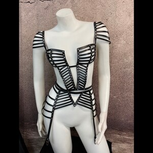 Custom Leather Lingerie Adjustable Hand Dyed Leather Waist Crotchless Leg Harness With Garter Straps The Prodigal Garter Belt
