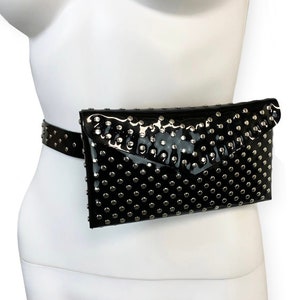 The Nomad Fanny Pack, Studded Leather Fanny Pack With Interchangeable Belt, Handmade Custom Waist Bag with Magnetic Snap, Leather Purse