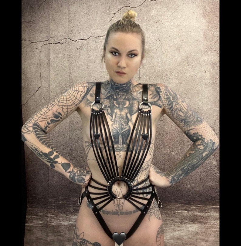 Strappy Leather Crotchless Harness The Gatsby Bodysuit Leather Fashion Harness Handmade Leather Lingerie Custom Festival Clothes